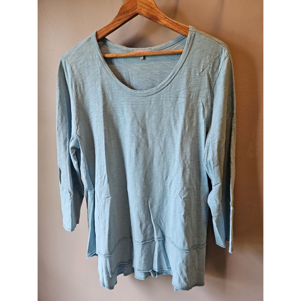 Habitat Clothes To Live In Top Womens Small Dewdrop Blue Casual Tunic Tee